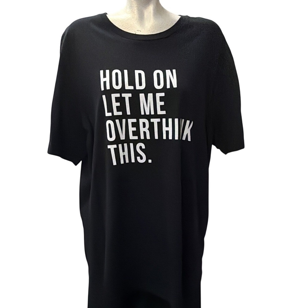 Bella Canvas Hold On Let Me Overthink This Black Graphic T-Shirt 2XL Humor